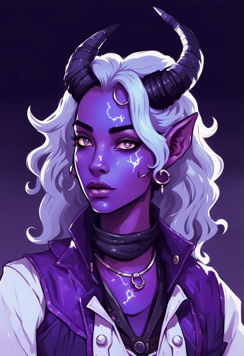 Anime Portrait of a Tiefling Pirate Woman