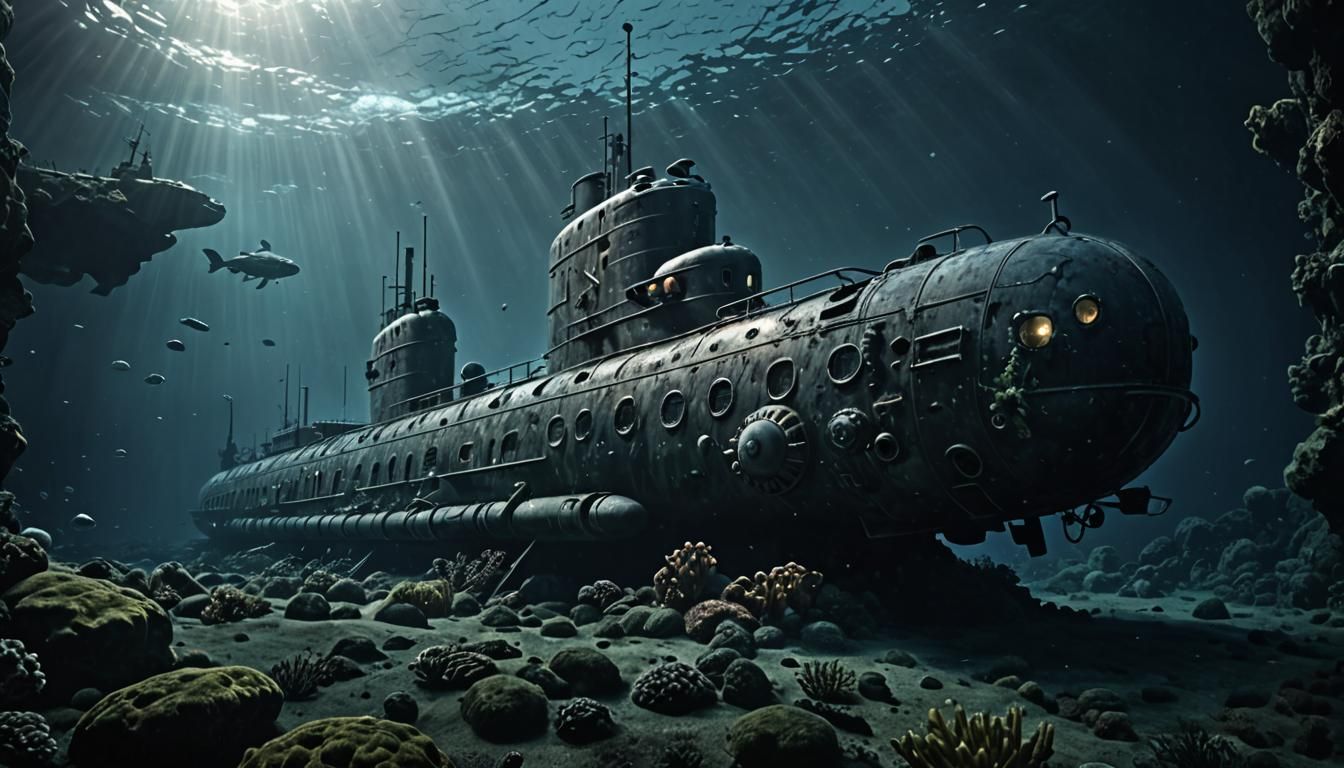 Underwater WWII Submarine: Dramatic Digital Matte Painting