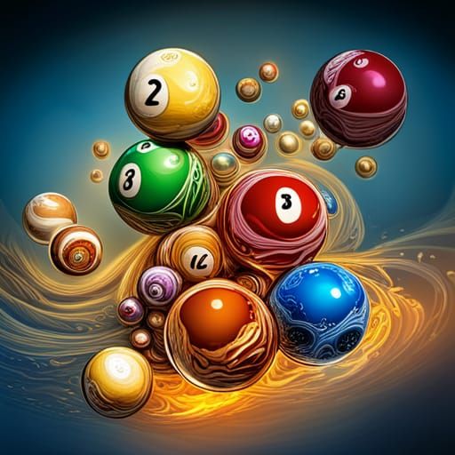Periodic Table Billiards in Hyperrealistic Splash Art