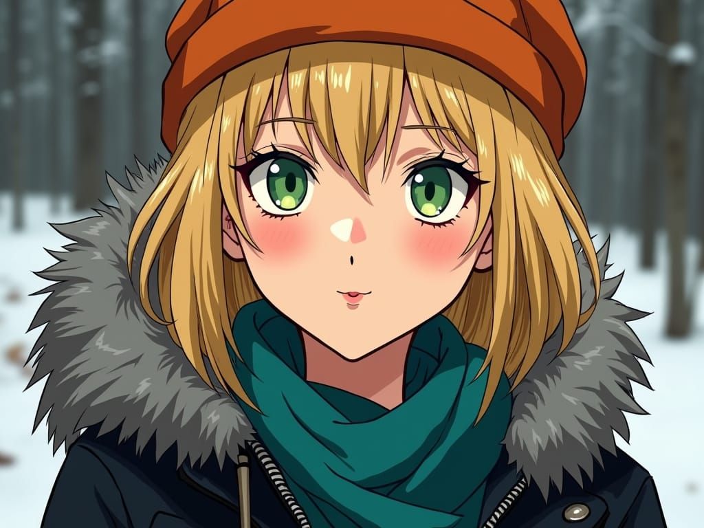 Anime-Inspired Portrait of a Dazzling Blonde Woman