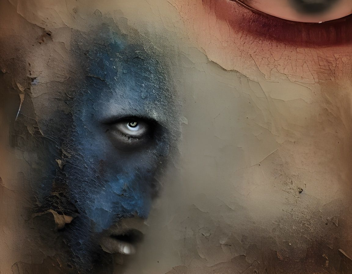 Surreal Figure with Third Eye in Haunting Oil Painting Style
