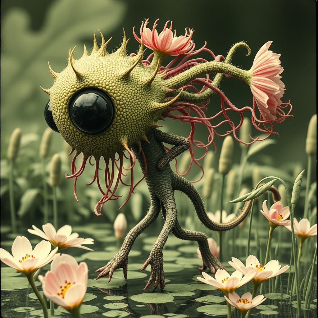 Deviant Plant Creature in Vintage Botanical Illustration