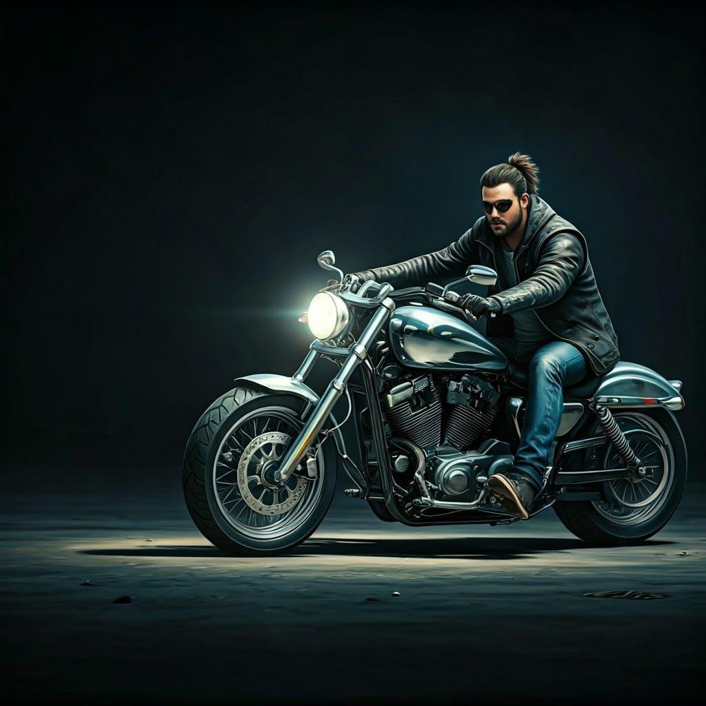 Man on a Cyberpunk Harley