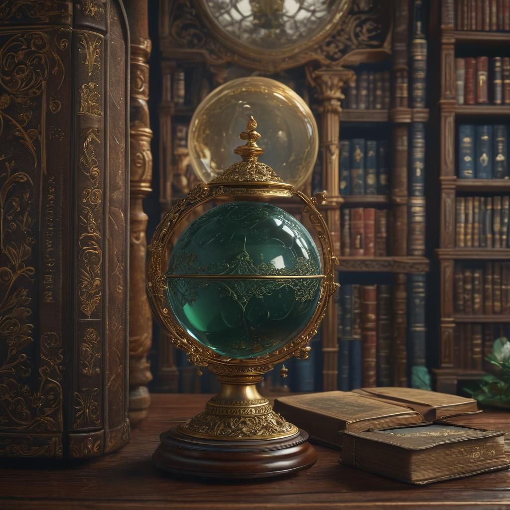 Crystal Ball on Desk: Detailed Matte Painting