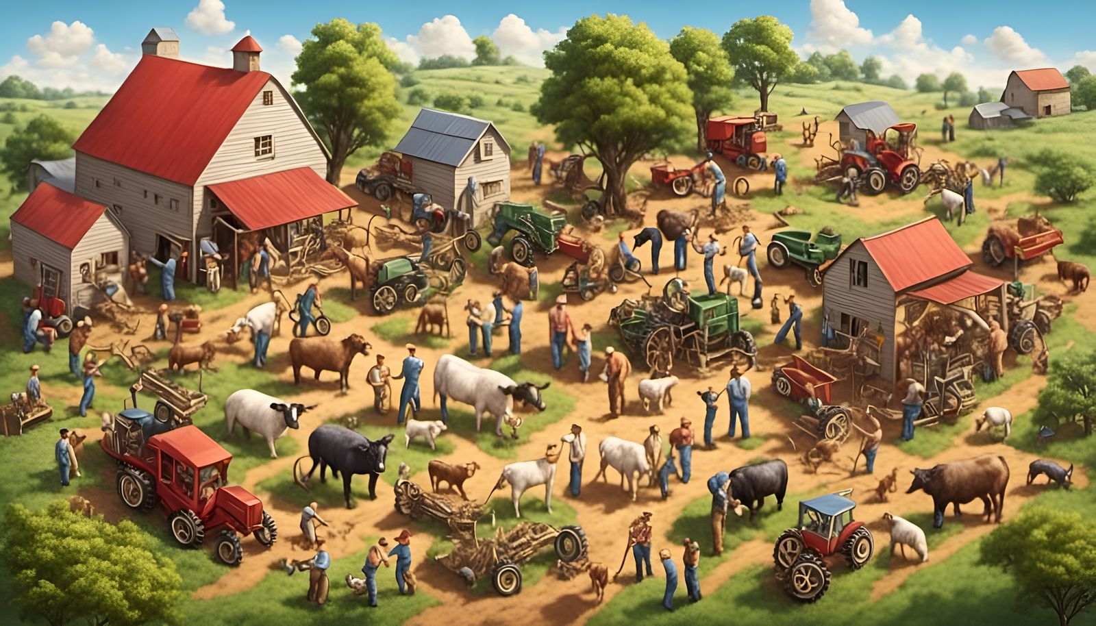 Miniature Farm Landscape in a Whimsical Style