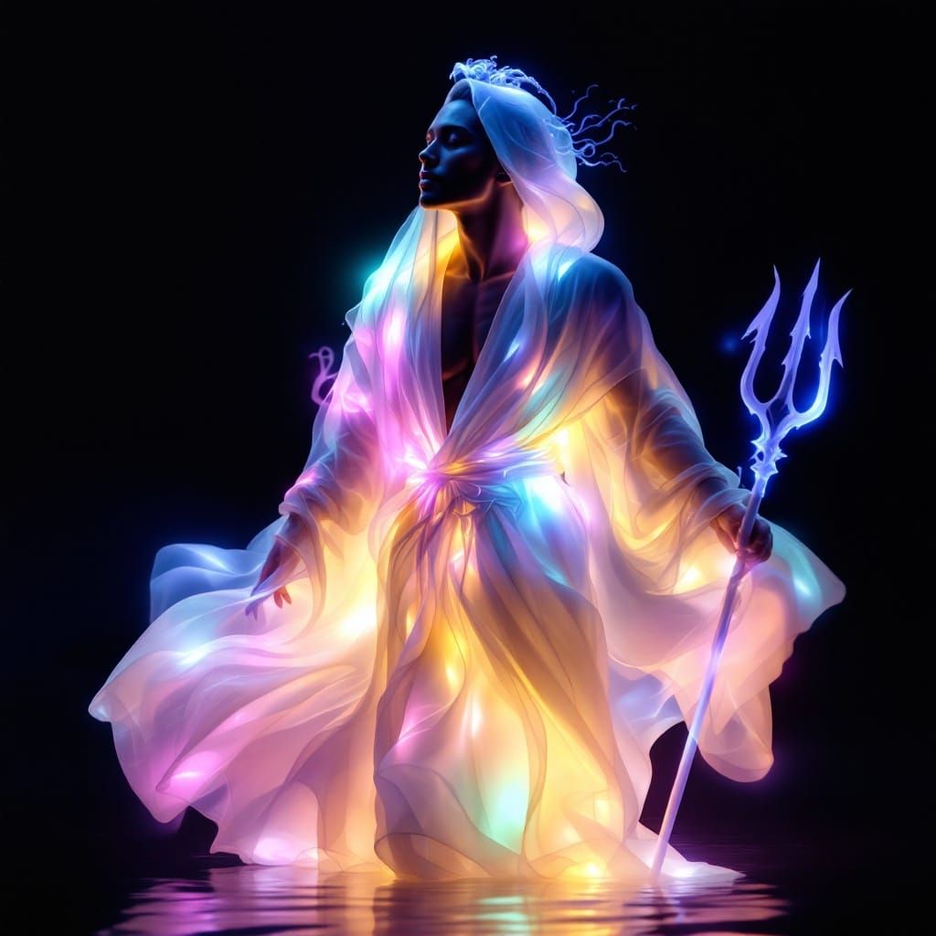 Ethereal Figure in Translucent Robe with Crest