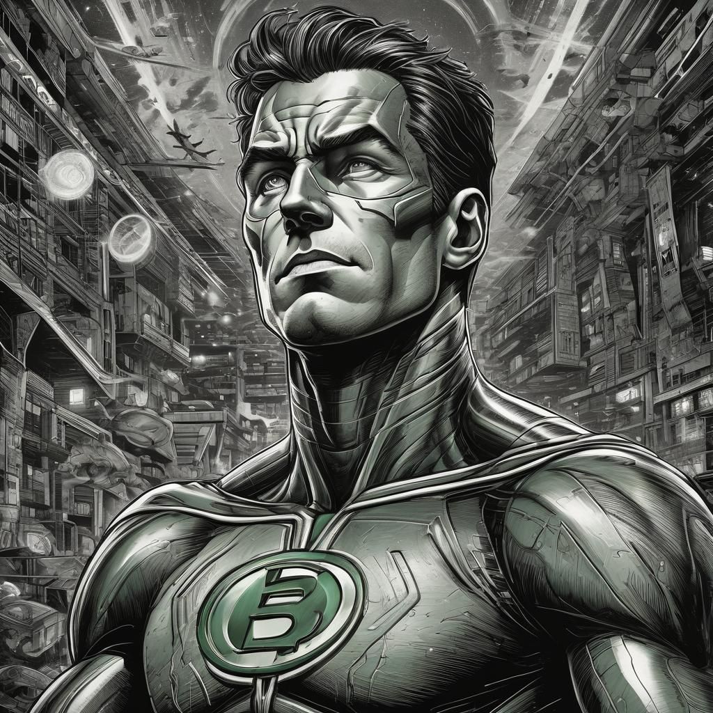 Green Lantern: Retro Comic Book Pencil Illustration