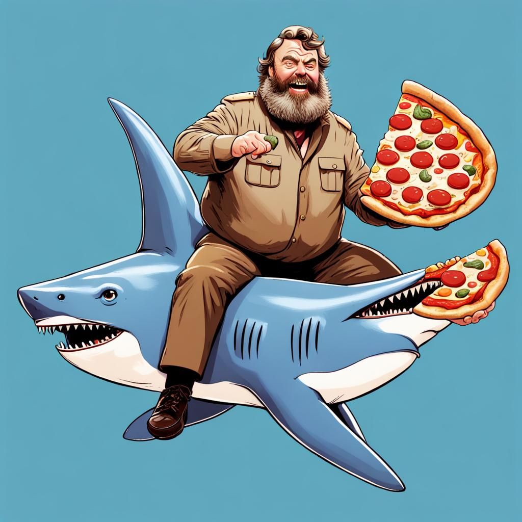 Brian Blessed Delivers Pizza on Glowing Shark