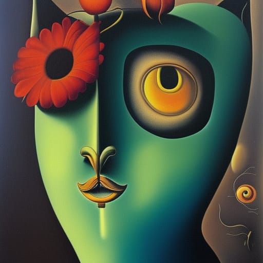Surreal Cat-Faced Flower in Dali Style