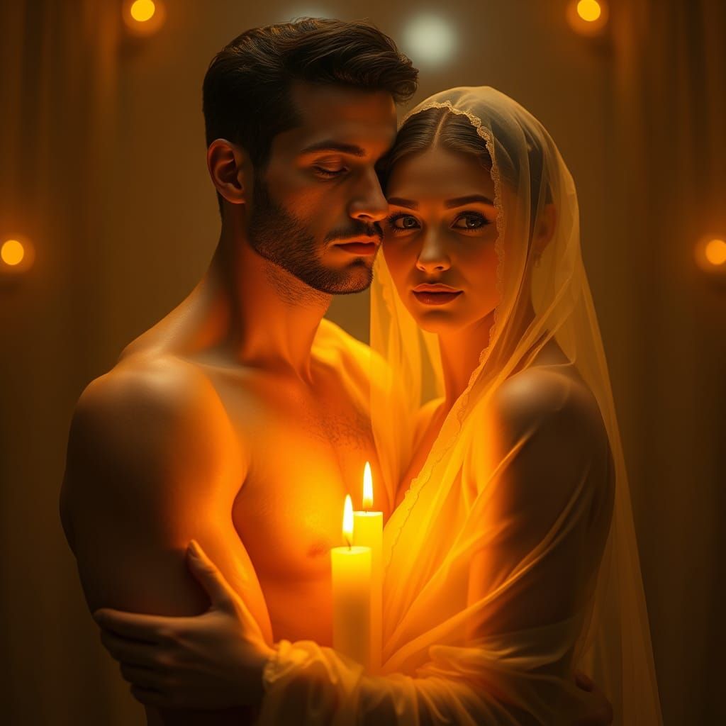 Candlelit Couple Blending in Ethereal Ambiance