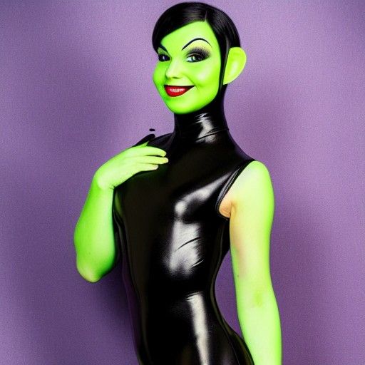Shrek in Black Latex Bodysuit with Riding Crop