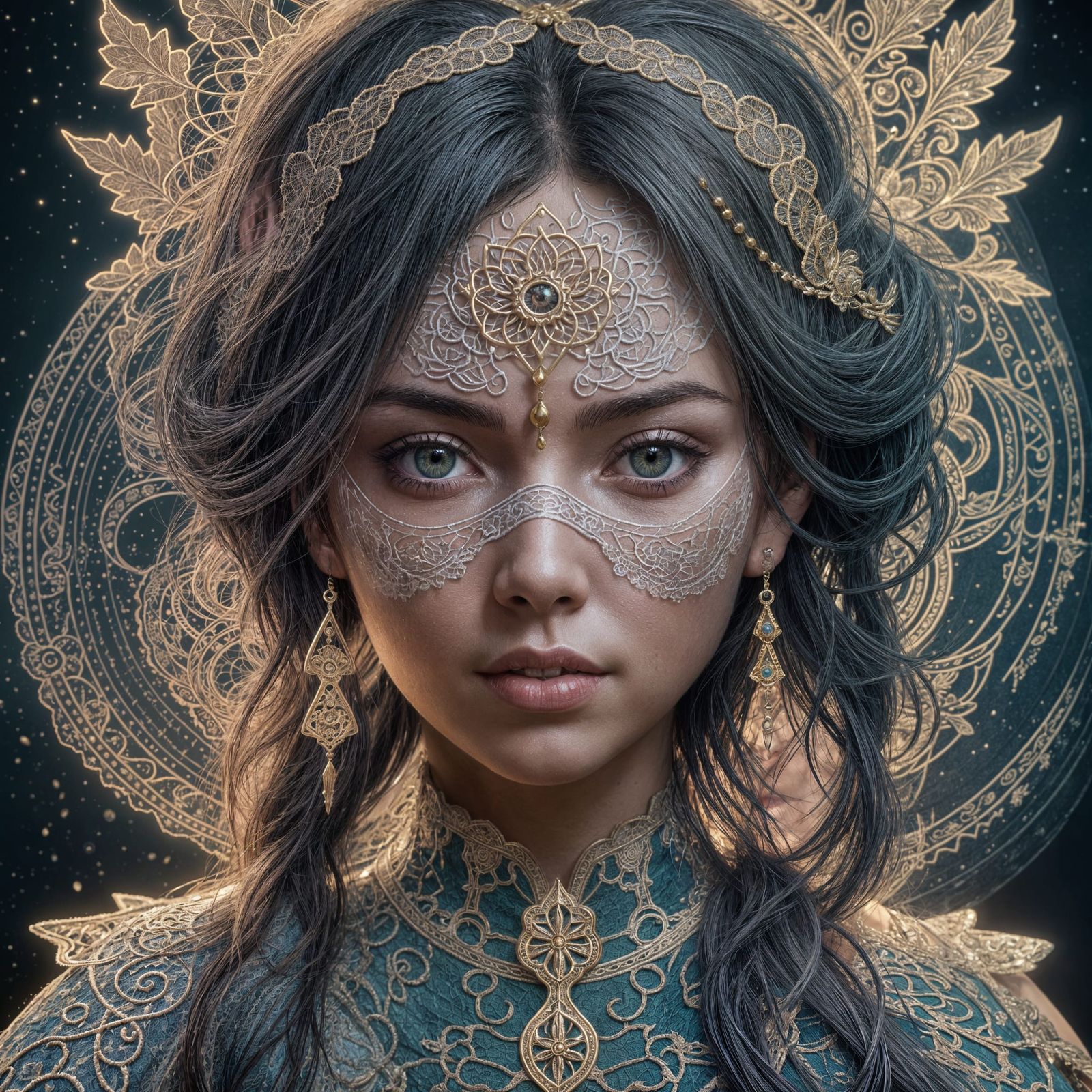 Mystic Beauty Portrait in Hyperdetailed Style