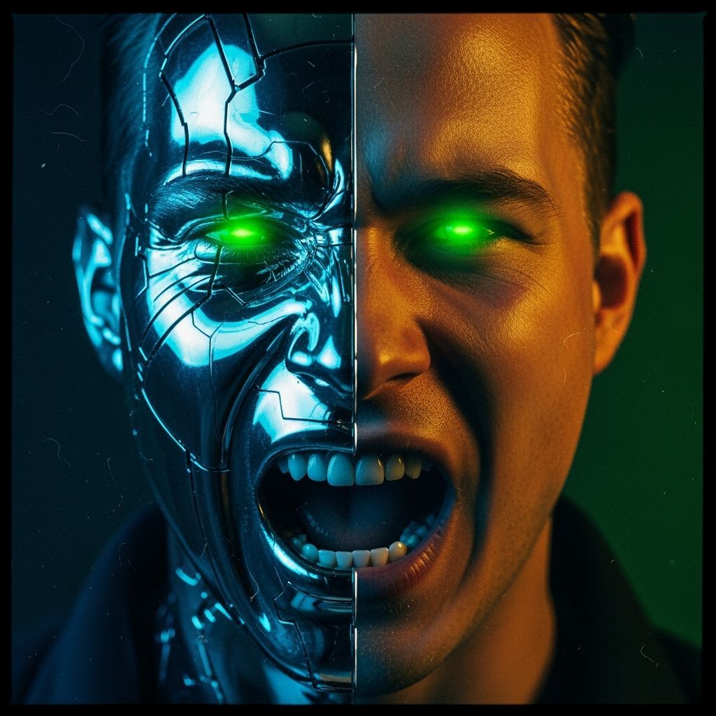 Biopunk Portrait: Anguish in Metal and Flesh