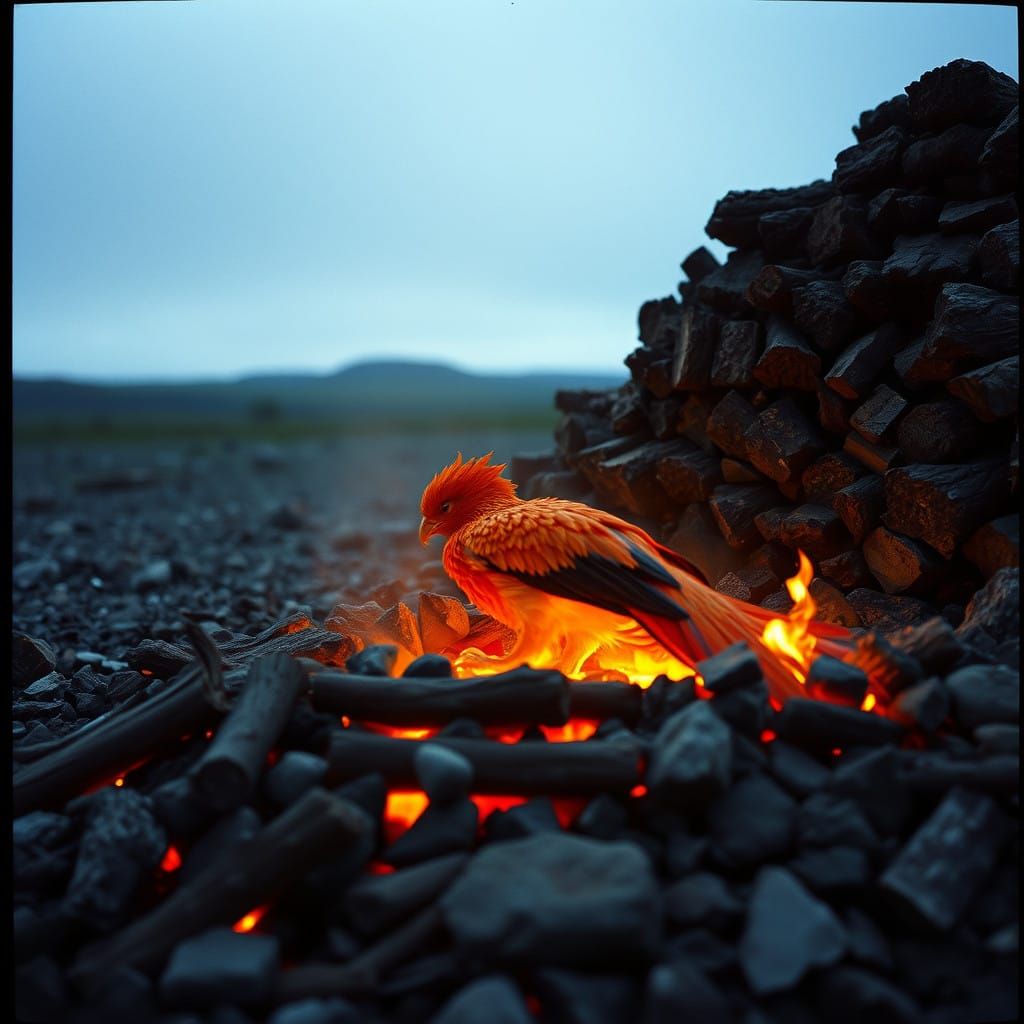 A Dreamlike Phoenix Awakens Amidst Scottish Wilderness