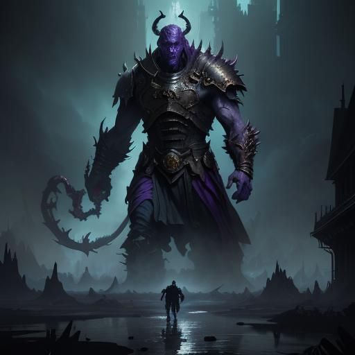 Giant Demon in Dark Fantasy Style