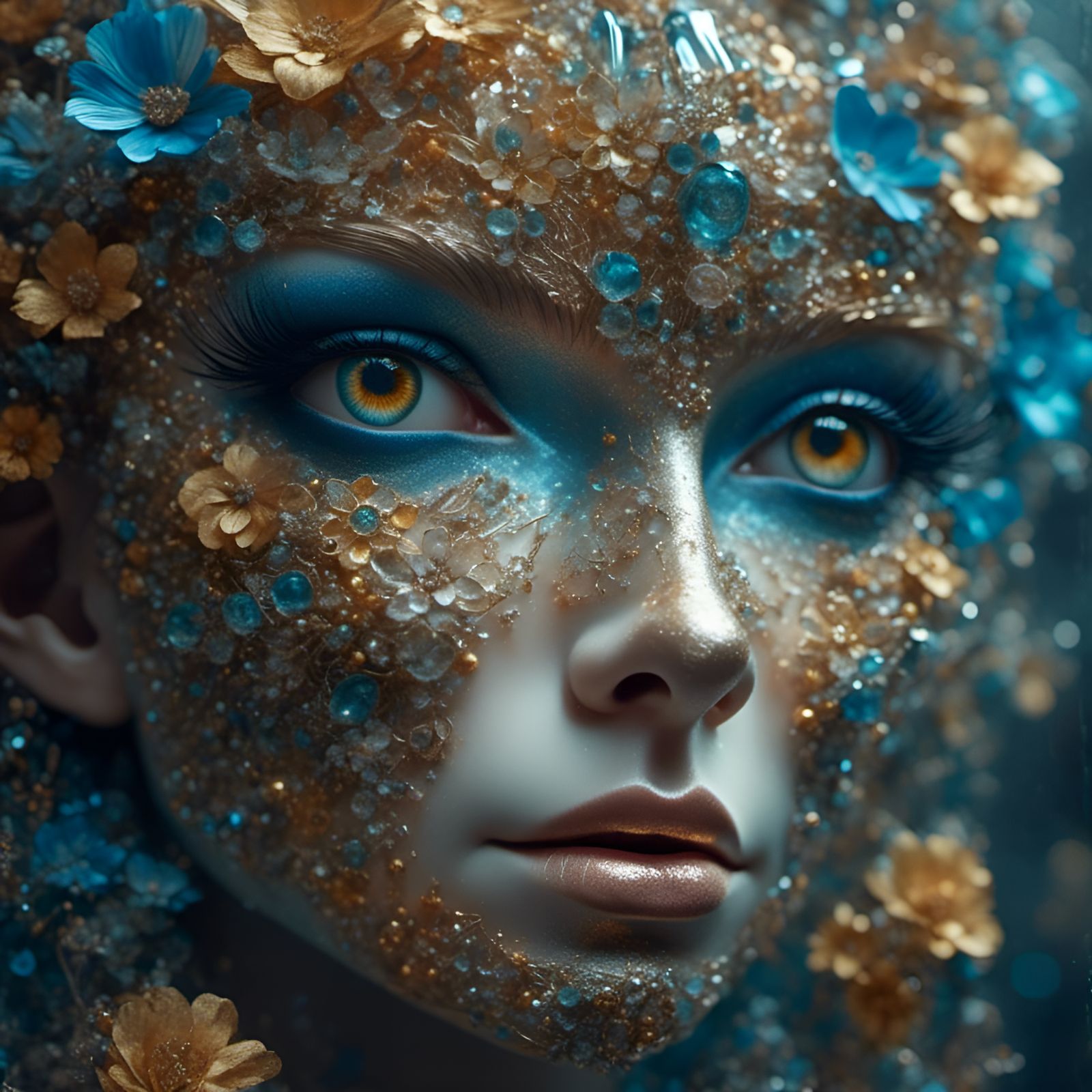 Grotesque Noseless Portrait in Pastel Art Style