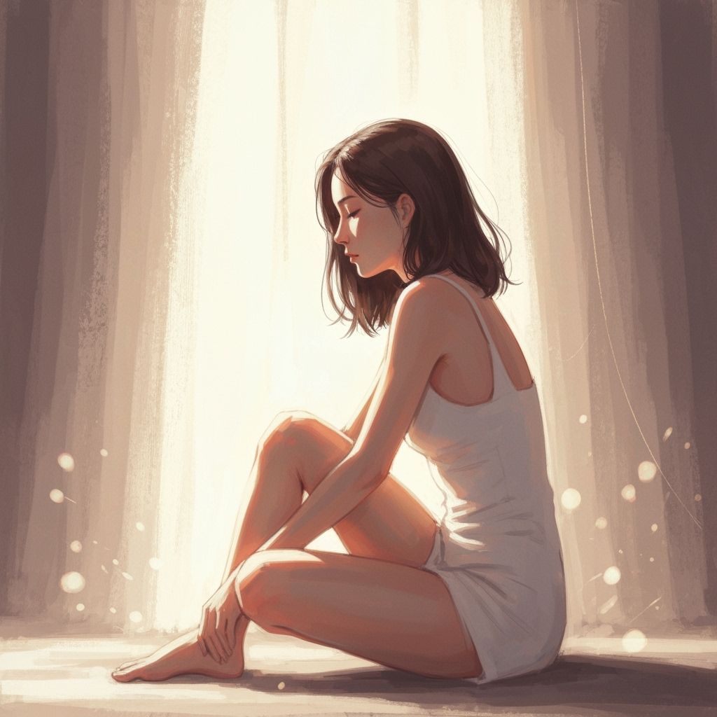 Serene Woman in Warm Light: Digital Art Portrait