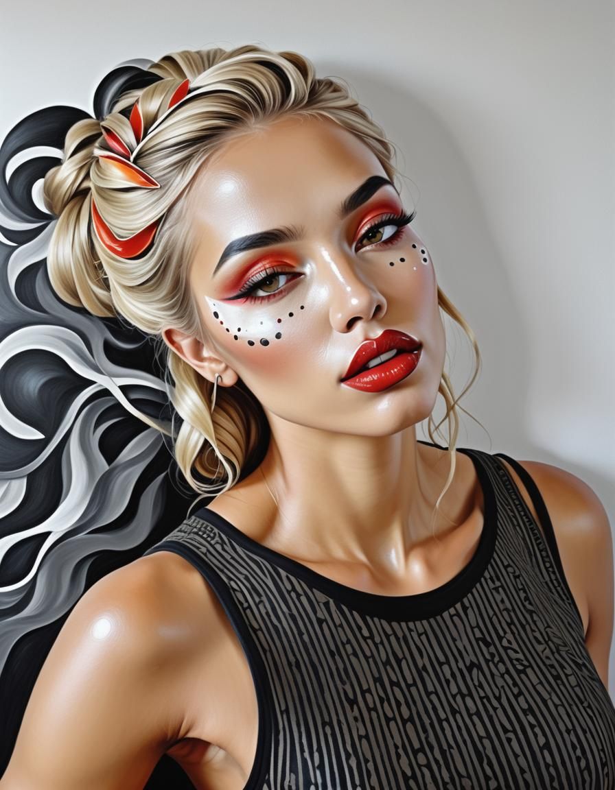 Taino Woman and Caribbean Sea Waves