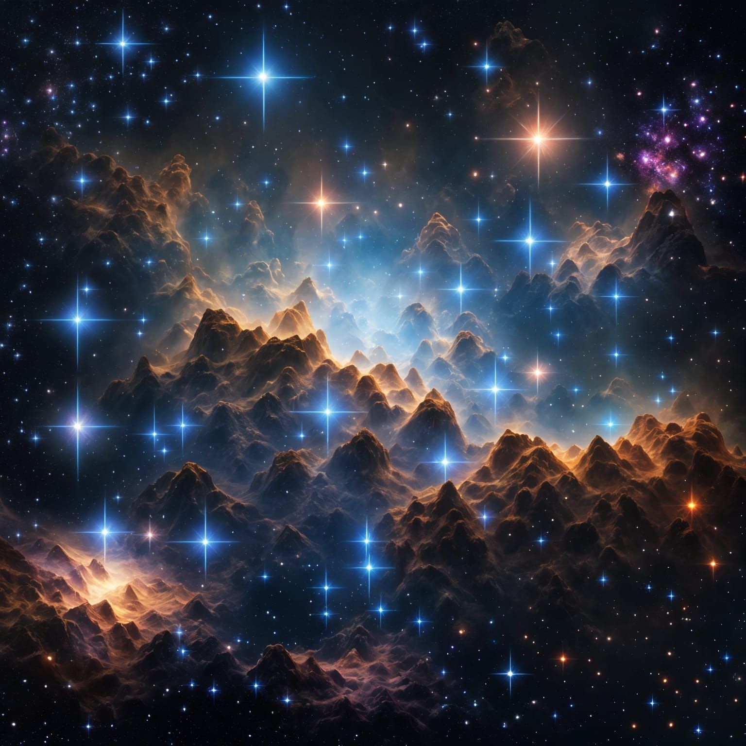 Pleiades Star Cluster: Hyperdetailed Digital Art