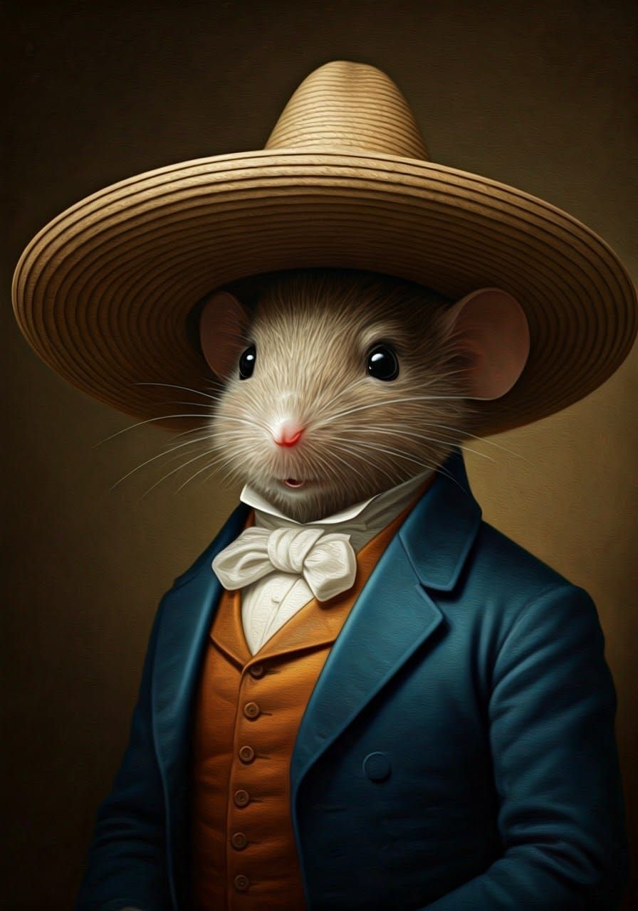 Nineteenth century style portrait of a very serious but tiny...