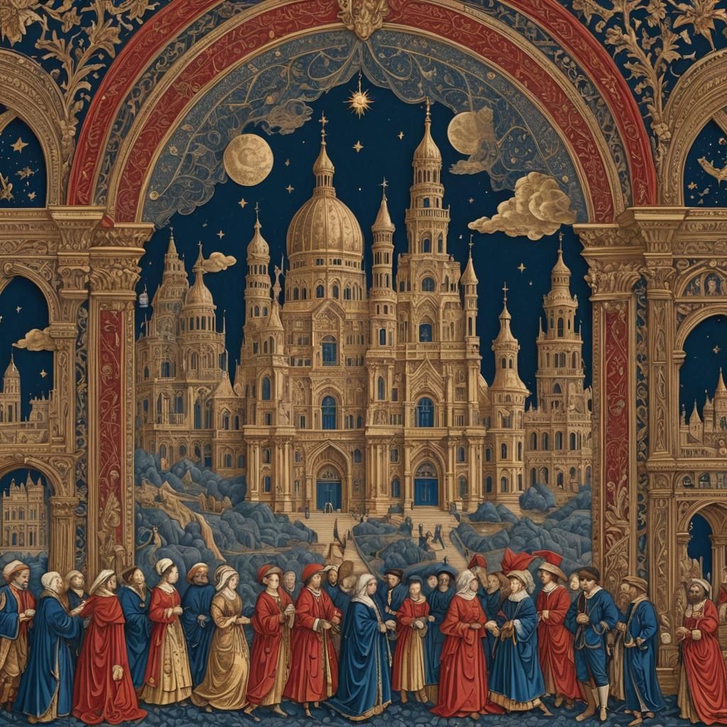 Ornate Woodcut of World History in Ormolu Style