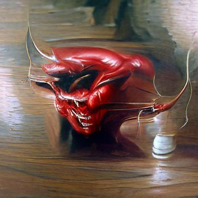 Crying Devil in Oil Painting Style