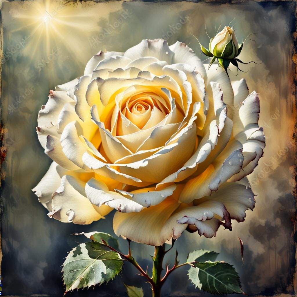 Gorgeous White Rose Oil Painting