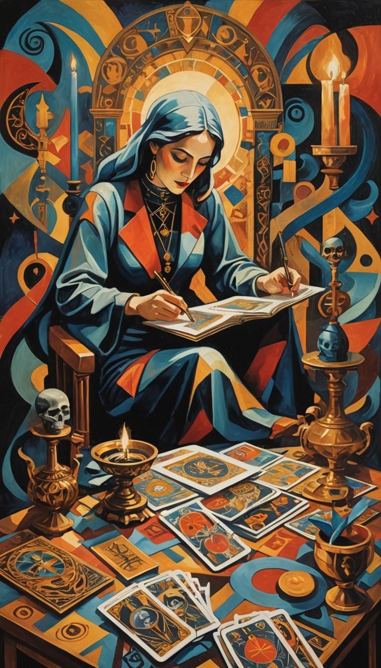 Cubist Tarot Card Designer's Dance Macabre