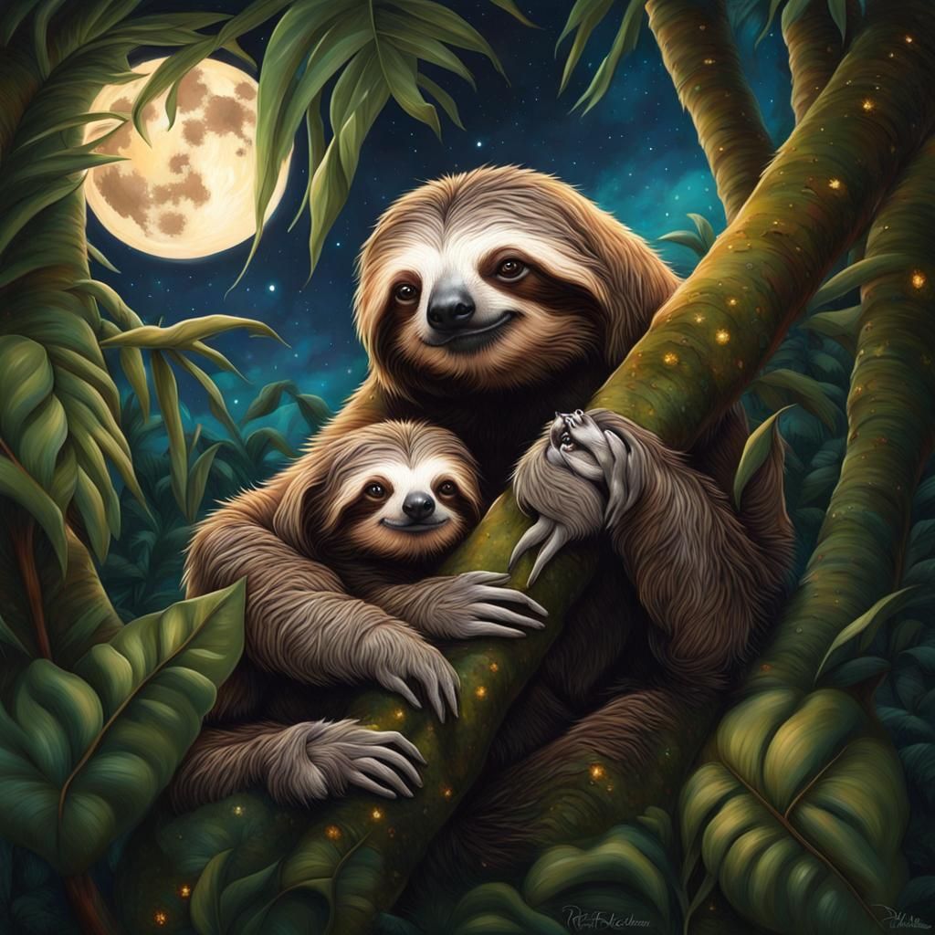 Jungle Sloth and Her Kitten