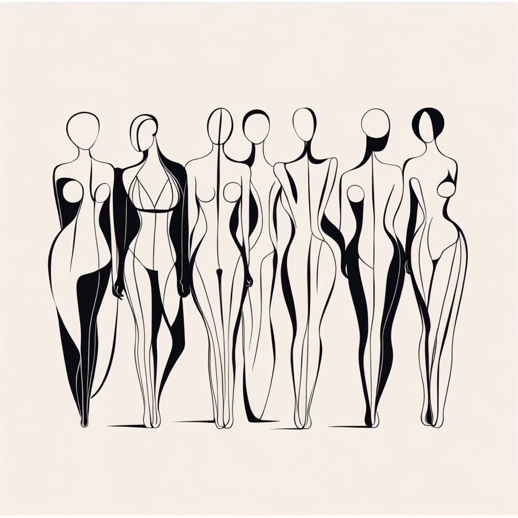 Minimalistic abstract line art ink pen drawn