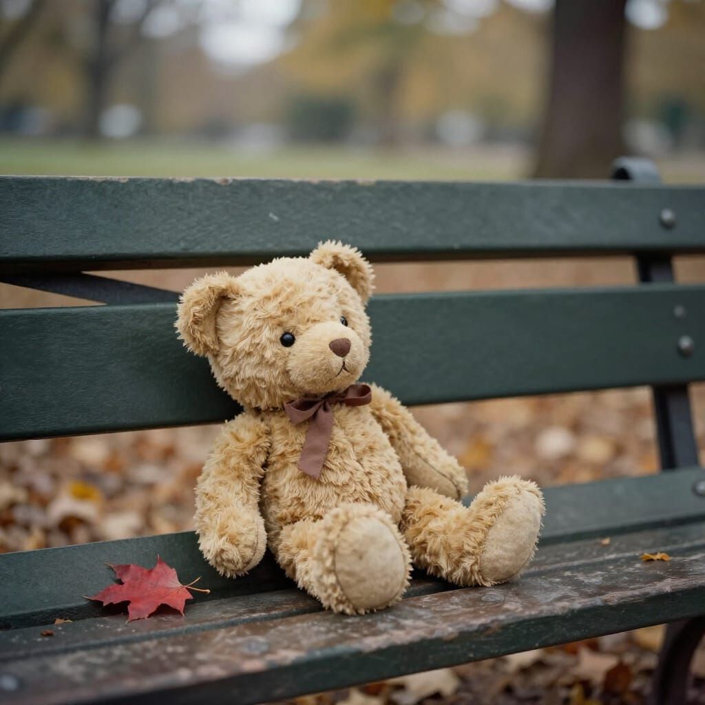 Forgotten Teddy Bear in Autumn Sunlight