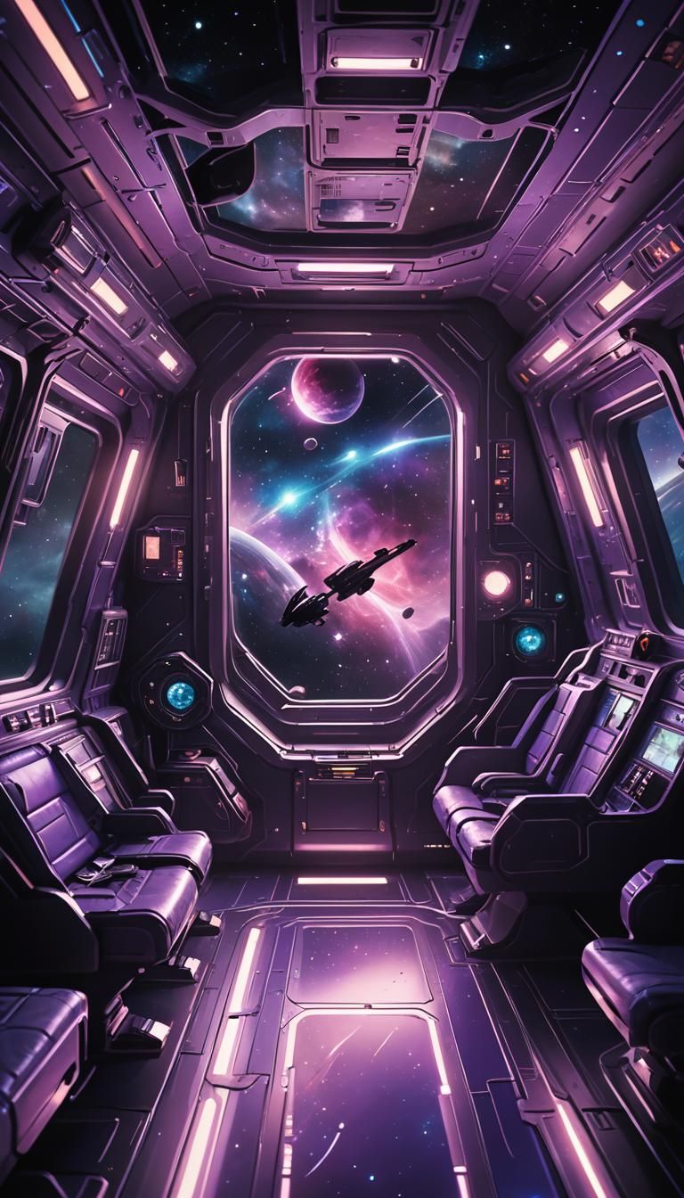 vista del espacio desde la ventana circular de una nave