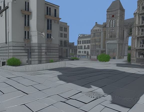 town square Unreal Engine 3D shading shadow depth
