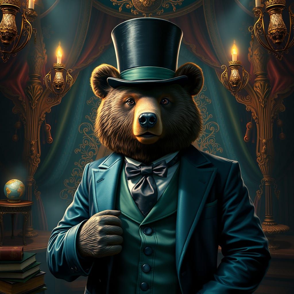 Majestic Bear in Luxurious, Whimsical Setting