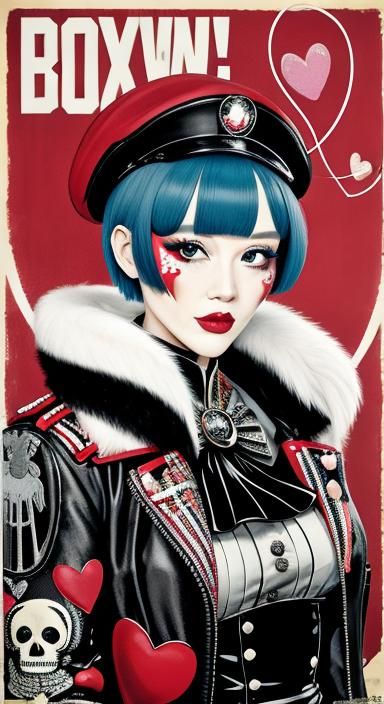 Romantic Skeleton Portrait in Deco Art Style