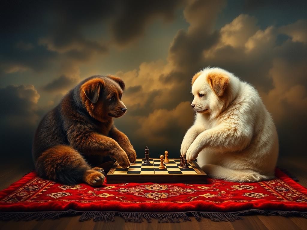 Velvet Painting of Chess Game with Figures