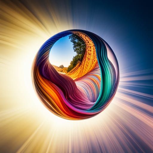 Glass Orb with Multicolored Ribbons