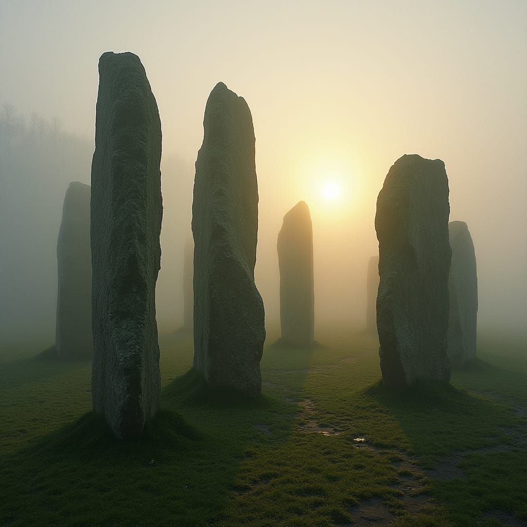Misty Morning at Ancient British Stone Circle