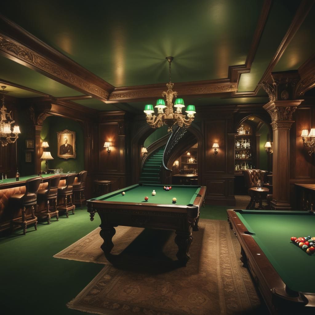 Luxurious Gothic Mansion Bar in Basement