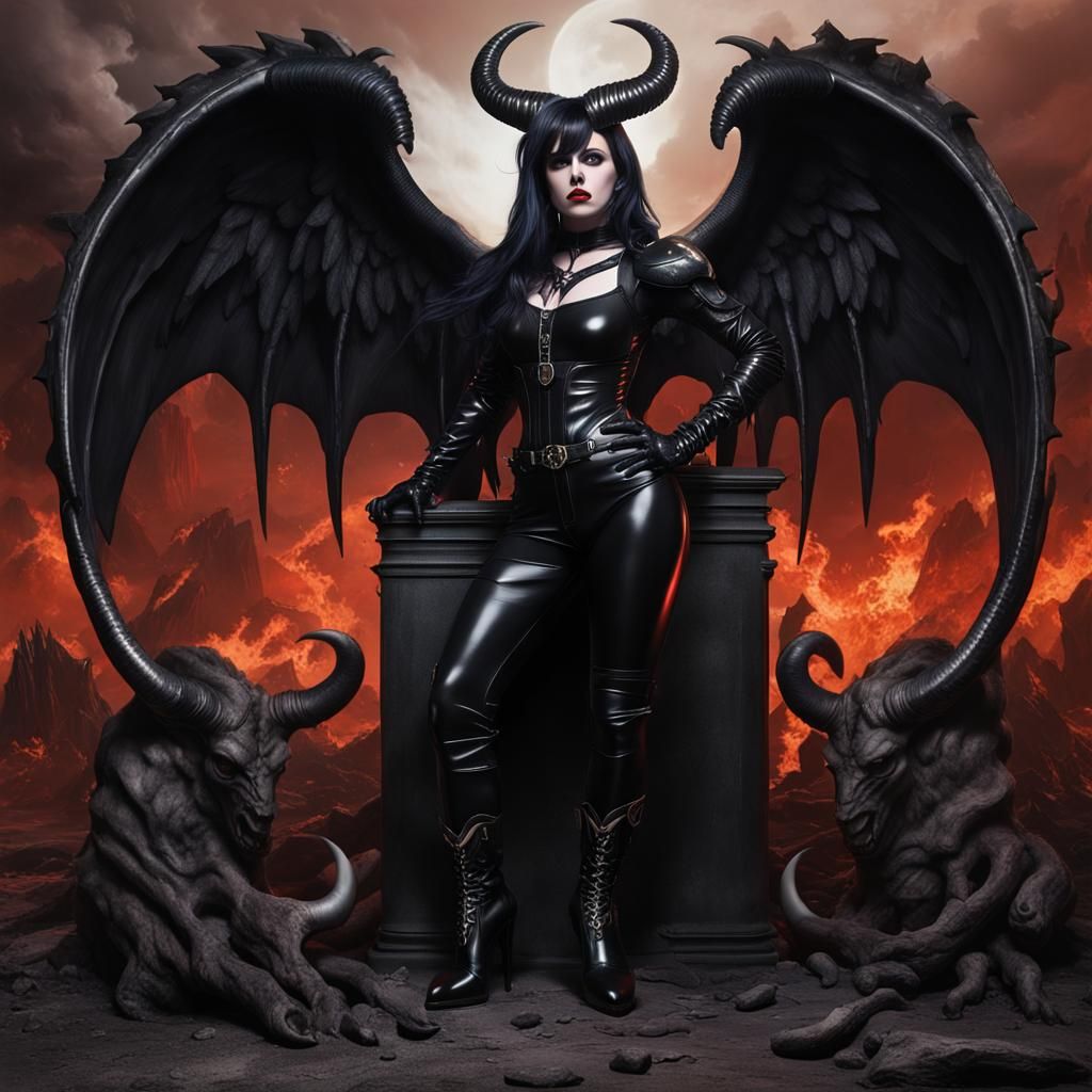 Lilith from Diablo in Hyperrealistic Hellscape