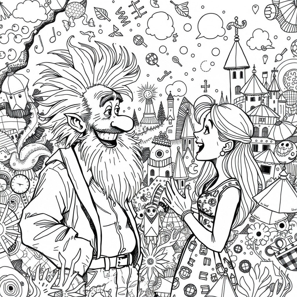 Detailed Pen and Ink Doodle of Spirited Old Man