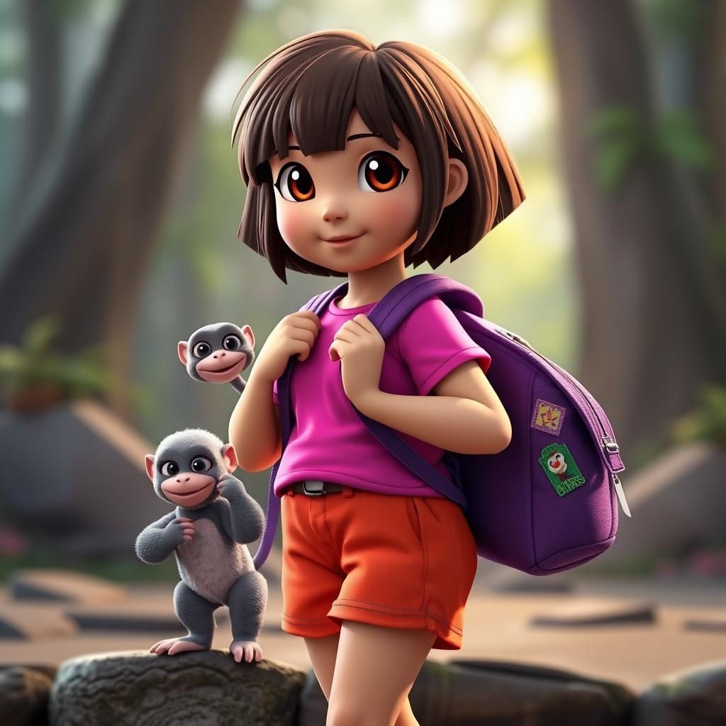 Dora the Explorer in Anime-Inspired 3D Art