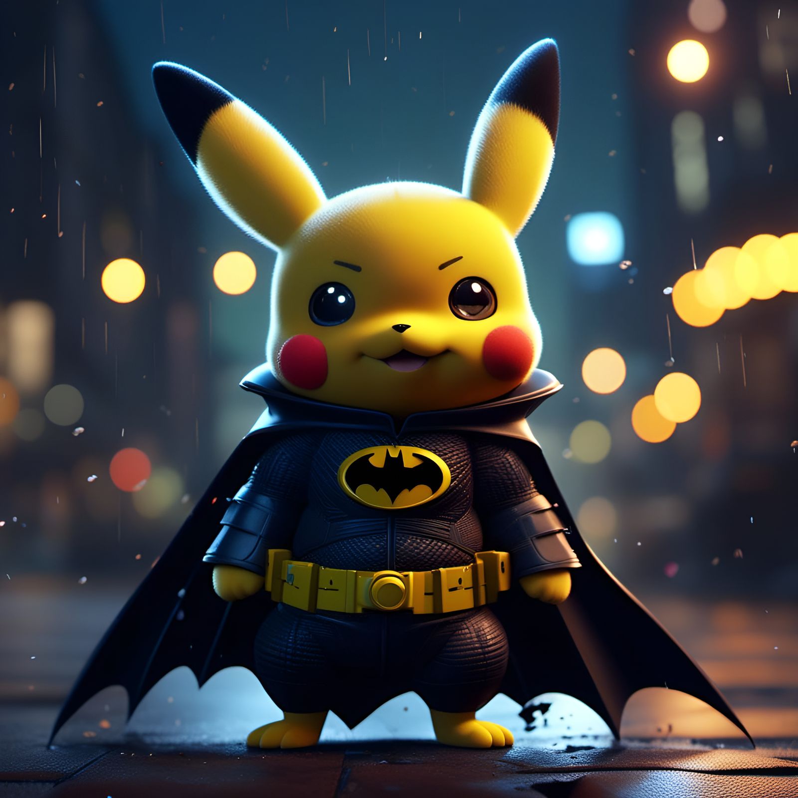 Pikachu as Batman: 3D Character Design