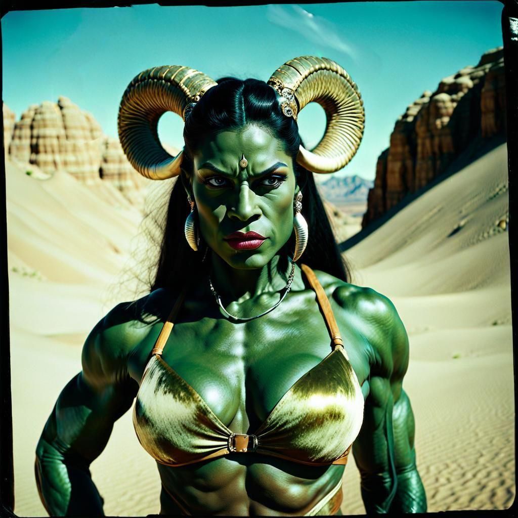Orc Woman with Tusks in 70s Technicolor