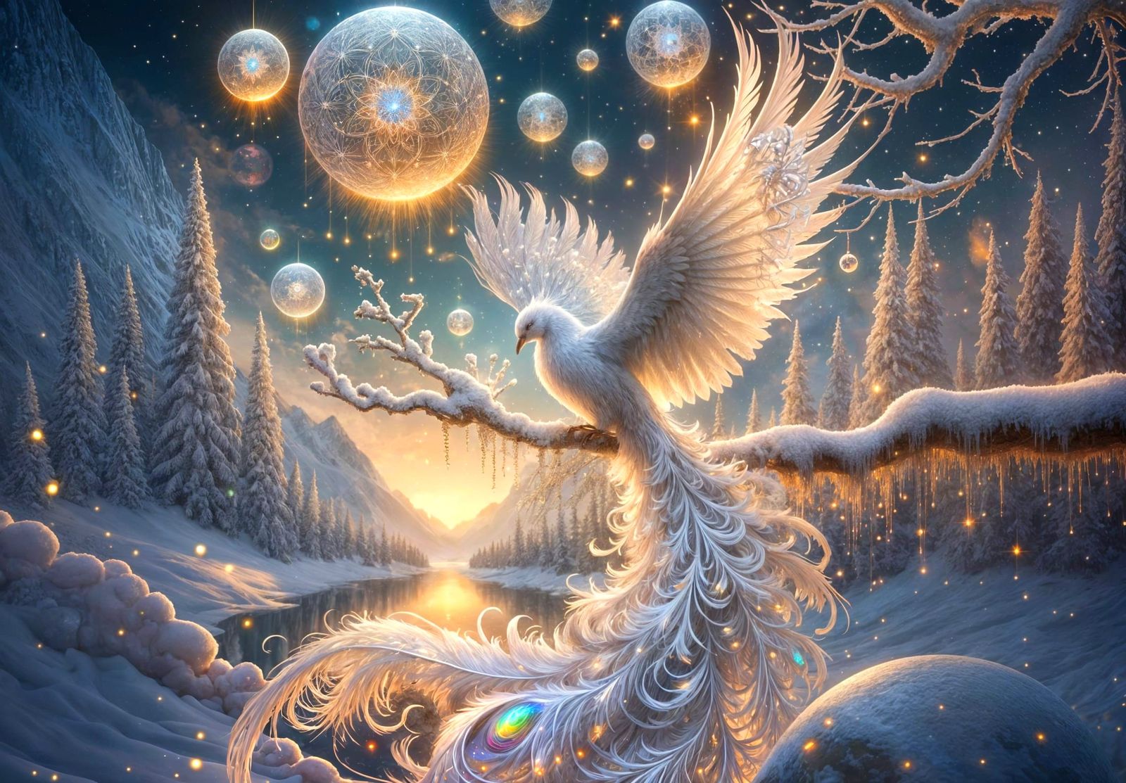 Luminous Bird of Paradise Ascends in Golden Light