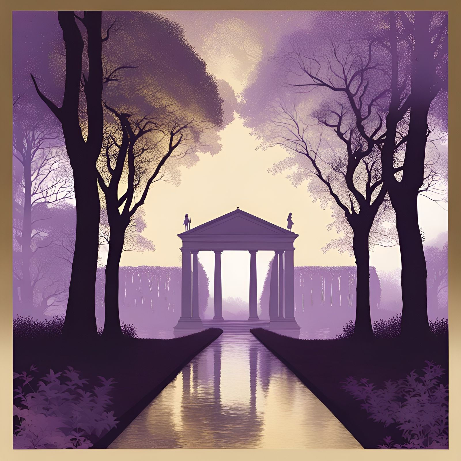 Palladian Garden Illustration with Double Exposure Effect