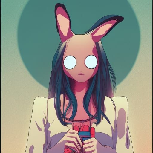Cyberpunk Tomie Manga Horror with Bunny Mask
