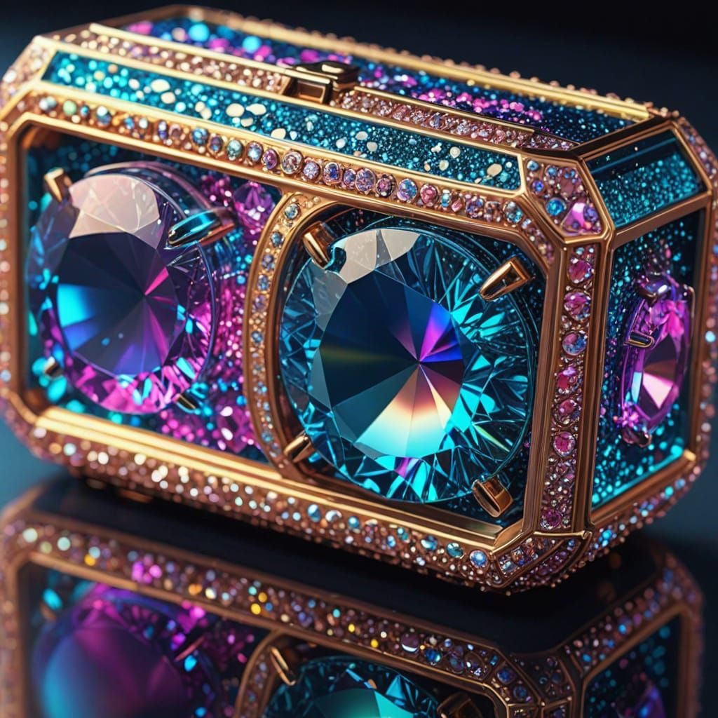 Neon Glitter Jewelry in Vibrant Oil Painting Style