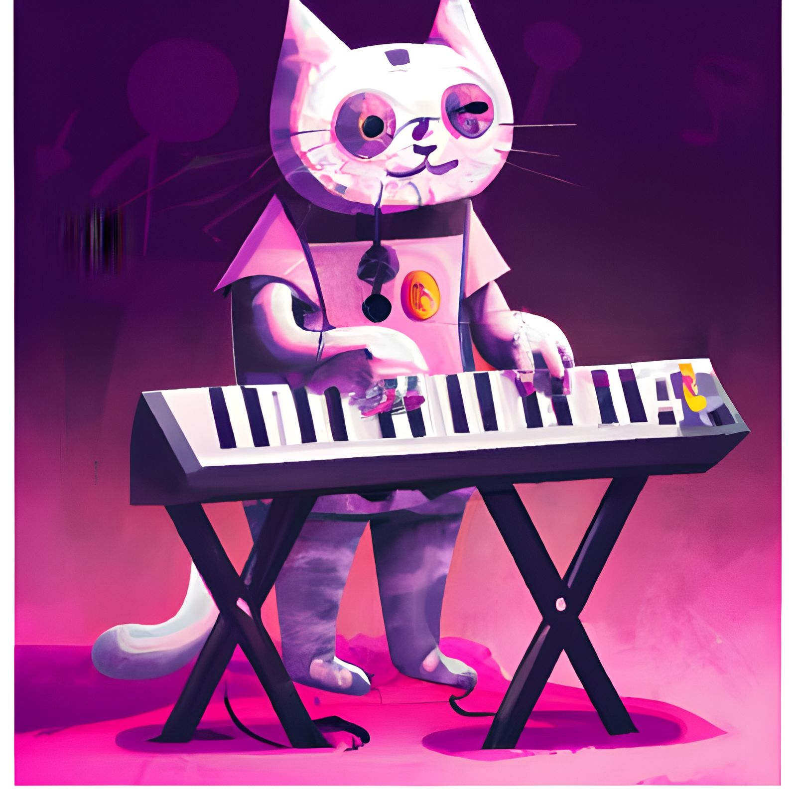 Cat Playing Synth as Digital Art