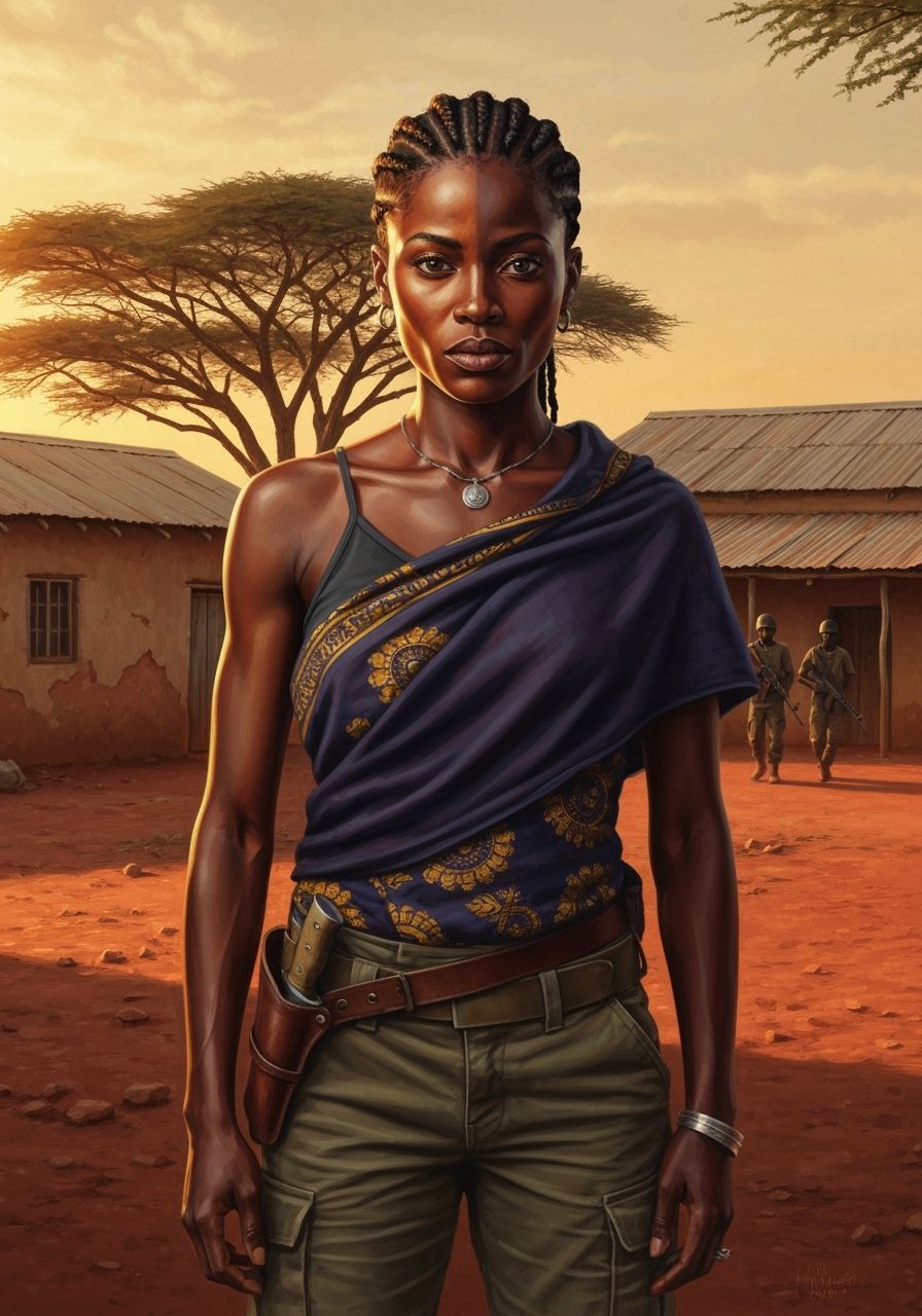Striking African Woman Portrait in Oil Painting Style
